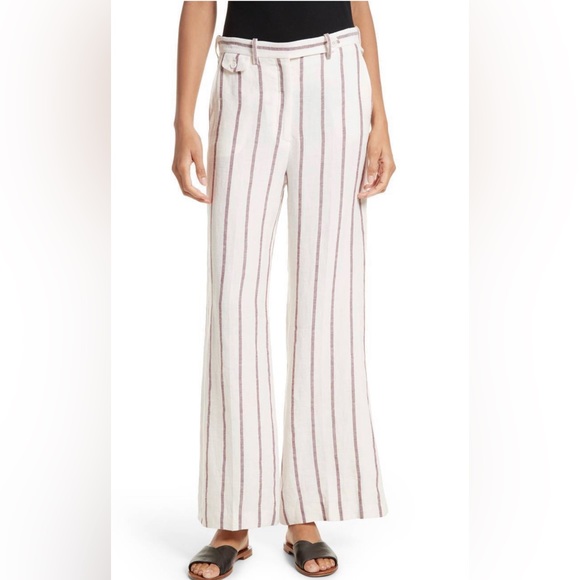 Theory Nadeema Wide-Striped Linen Cropped Pants 6 - Picture 2 of 3